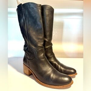 Alberto Fermani Black Leather Riding Boots Equestrian Italy Womens 9 39.5